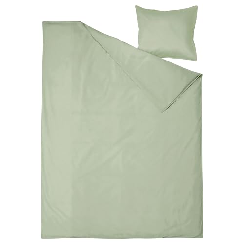 Housse de couette ÄNGSLILJA finis les draps rêches parure gris-vert 150x200 - 7