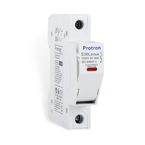 Protron DC Sicherungshalter-Sockel, Sicherungstrennschalter, Sicherungseinsatz 10x38 für PV Photovoltaikanlagen (Sicherungshalter E30LP1 = LED 1-polig, 19% MwSt.)