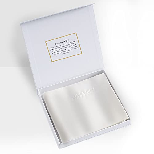 ZIMASILK 22Momme Pure Silk Pillowcase for Hair and Skin Health Benefits,Both Sides Upgraded 22MM Highest Grade 6A Mulberry Silk with Hidden Zipper,Soft&Anti-Aging,1Pc Gift Box(King 20''x36''Ivory)