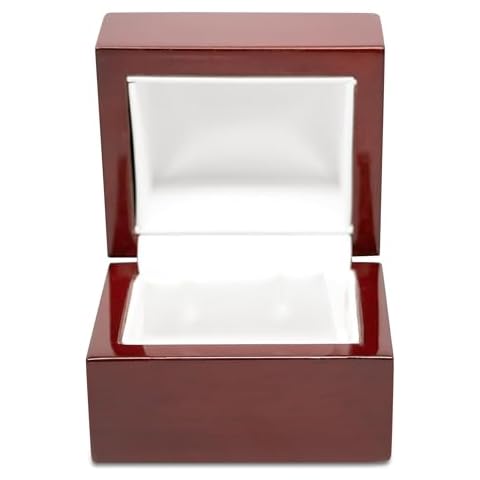 Novel Box Cherrywood Red Jewelry Box for Earrings White Inside 2.25x2x1.87 Inches Jewelry Box for Earrings - Wooden Earring Gift Box - Mahogany Engagement Earring Box for Wedding & Special Occasions Cover
