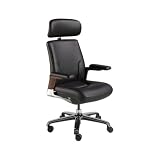 Angel Cerdá – Sedia Ufficio Design Premium Girevole, Rivestita in Ecopelle Nera | Sedia da Ufficio Ergonomica con Schienale Ampio e Braccioli | Gambe in Acciaio Cromato | 74 x 70 x 118 cm