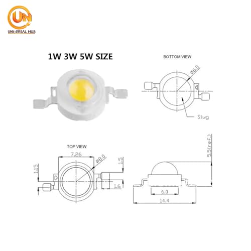 Image of 1W Led High Power COB LED B22D Light Diodes, For Home Lighting - Cool White Color And Pack Of 100