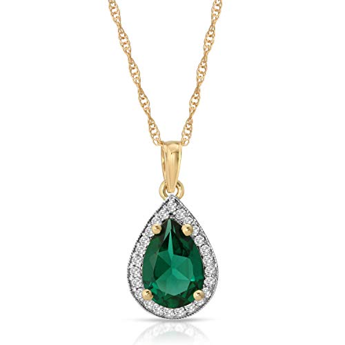 Galaxy Gold GG 14K Solid Yellow Gold Necklace With Natural Diamonds & Genuine Emerald 1.58 ctw High Polished Brilliant Cut - Grade AAA LAB GROWN GENUINE REAL EMERALD3