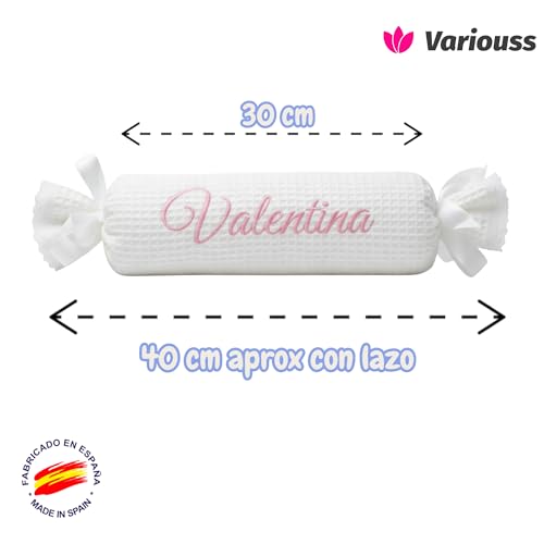 Miniatura 2 de Variouss Cojín Caramelo Para Bebé Personalizado, Cojín En Tejido Piqué Waffle Suave, Cojín Decorativo Infantil Disponible En Amplia, Regalo Para Recién Nacido Blanco