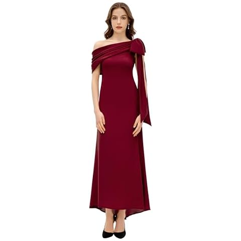 BABEYOND One Shoulder Evening Dress Burgundy Cover