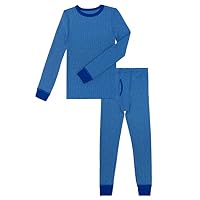 Fruit of The Loom Boys' Premium Thermal Waffle Underwear Set, Royal/Aqua Cross Dye, 10-12