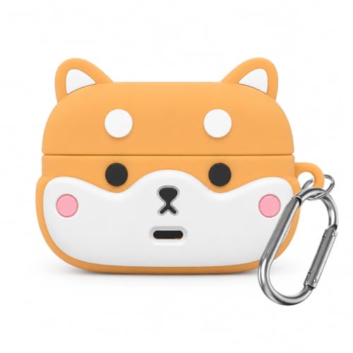 Image of Aniex Silicone Case Cover for realme Buds T500 Pro, Shockproof, Anti-Slip, Dustproof, Scratch Resistant, with Carabiner Hook, Full Body Protection (Rich Shiba)