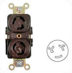 HUBBELL HBL4700, 15Amp (15A) 125V NEMA L5-15 Female Duplex Twist-Lock Receptacle