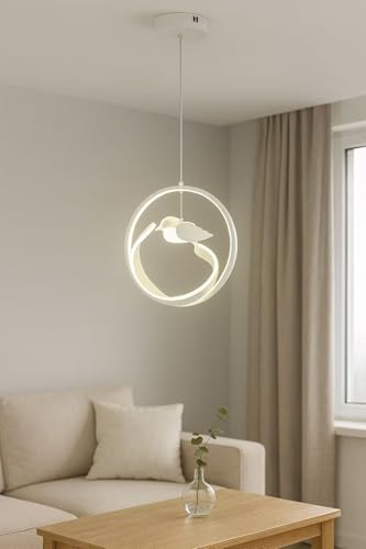 TEKHOME Lampadario LED Moderno a Sospensione 53W, Luce Naturale 4000K, Design Circolare Minimal, Lampada da Soffitto per Soggiorno Sala da Pranzo – A51-BN
