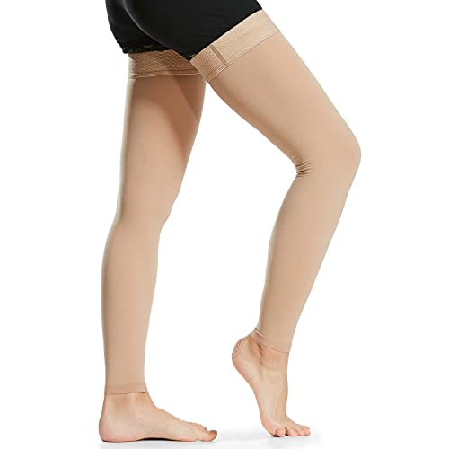 yeacher 1 par de meias altas coxas masculinas femininas 20-30mmHg meias mangas para inchaço de variz