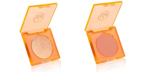 Kit Mari Maria Iluminador Facial Divine Glow Glister e Blush Sunny Checks Up Level Maquiagem Pele Pe