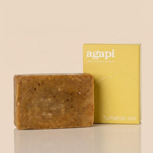 Image of Agapi Sikkim | Handcrafted In Sikkim Turmeric soap Bar For Brighter Skin | Enhanced with Beeswax & Almond Oil | Nourishing Coconut & Cocoa Butter |Natural - 100gm