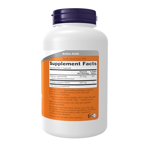 now supplements nac n-acetyl cysteine 600 mg with selenium 250 veg capsules