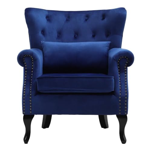 Image of Wingback Chair for Living Room one Seater Sofa |Luxury Rest Chair Arm Chair Sofa (Blue)