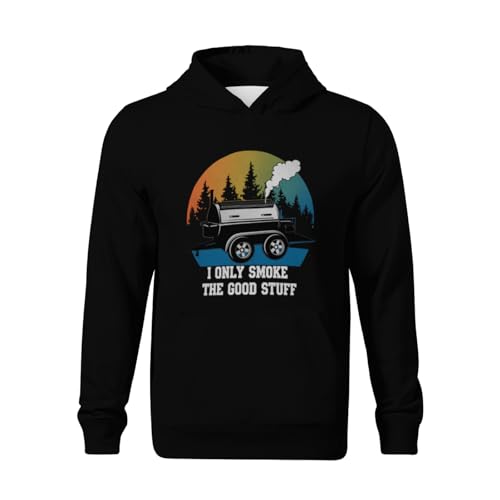 Kids Funny I Only Smoke The Good Stuff BBQ Smoker Saying Boys Girls Lightweight Kangaroo Pocket Hoodies2