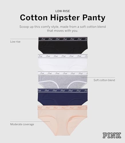 Victoria's Secret PINK Women's Cotton Logo Hipster Underwear, Moderate Coverage Panties for Women, Multi Pack (XS-XXL)4