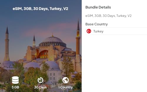 Tarjeta SIM para Turquía con datos móviles de 30 días y 3 GB para internet de viaje