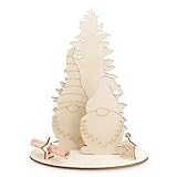 HOLDLEAF Weihnachten Geldgeschenk Holz, Originelle Zwerg Geburtstag Holz, Weihnachtsbaum Geldgeschenk, Schild Gästebuch für Familie Freund Kollege.