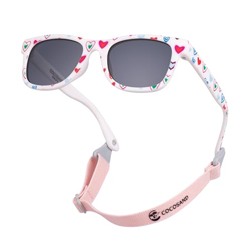 Image of COCOSAND Flexible Polarized Baby Sunglasses with Strap | UV Protection, Bendable, For Toddler Infant Newborn Girl Boy, Age 0-24 Months