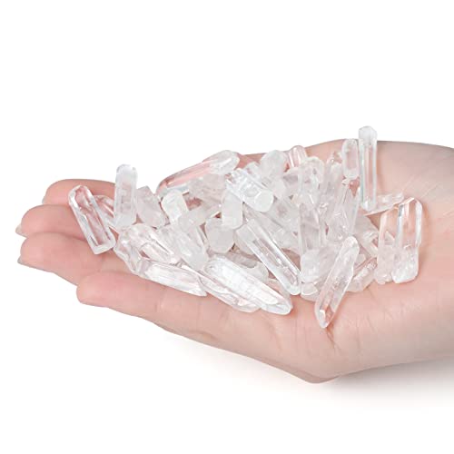 DUQGUHO Clear Quartz Crystals Points Bulk Healing Crystal Stones Irregular Shape Raw Quartz Points Crystal Wand for Jewelry Making Polishing Cabbing Reiki Energy Balance 0.4-1.18\" 0.22 lb