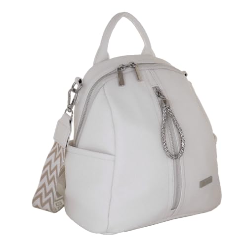 Sac à dos city femme en similicuir blanc résistant et léger