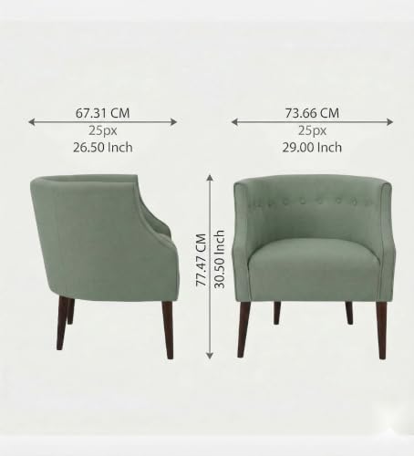Image of Velum 3 Seater Sofa for Living Room & Office | Premium Fabric Upholstery | Solid Wood Frame | Comfortable Seating | 3 Years Warranty (Frosty Green, Chair)