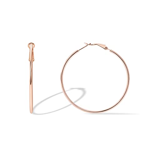 Image of PAVOI Gold Hoop Earrings for Women, 14K Gold Plated Paddle-Back Hoops | Large Hoop Earrings, Lightweight Hoops, Gold Hoops, 925 Sterling Silver Posts