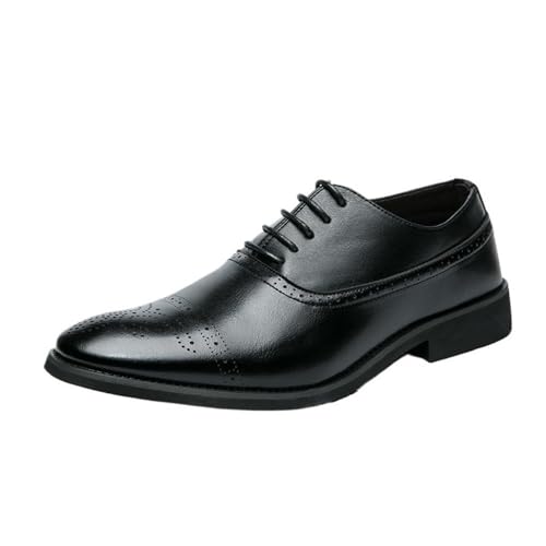 Men's Retro Carved Brogue Oxford Dress Shoes Lace-Up Classic Formal Footwear for Business Office Wedding Party Comfortable Fit Non-Slip Sole