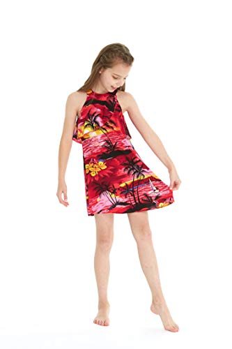 Image of Hawaii Hangover Family Matching Hawaiian Clothes, Sunset Red | Family matching Hawaiian outfits, Sunset Red, lightweight rayon, machine washable, tropical floral print, luaus, cruises