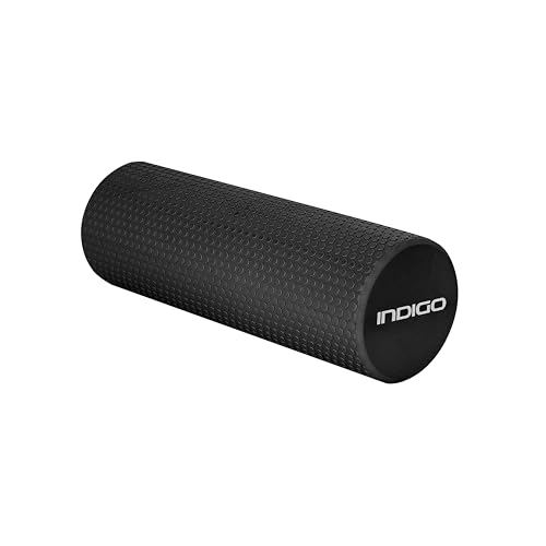 DRUNA Rodillo Rulo de Espuma Redondo para Masajes Musculares y Yoga EVA Liviano Foam Roller Fitness INDIGO 45 * 15 cm. Negro