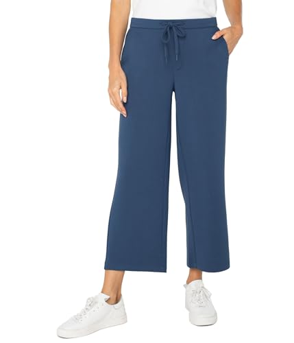 Liverpool Women's Plush Comfort Knit Pull on Wide Leg Crop Trouser