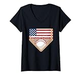Photo Gallery donna baseball patriottico home plate bandiera usa fourth of july maglietta con collo a v Photo Gallery donna baseball patriottico home plate bandiera usa fourth of july maglietta con collo a v