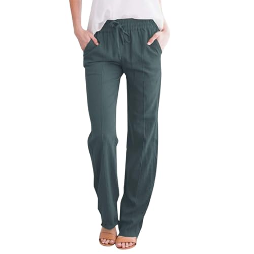 Pantalon en lin femme taille haute et jambe droite pour l'été