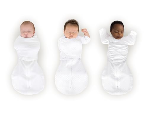 Image of SwaddleDesigns Omni Swaddle Sack Arms Up Half-Length Sleeves & Mitten Cuffs, Easy Swaddle Transition, Sterling Dots, 0-3 Mo