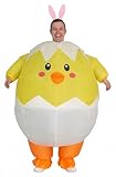 SNOLAF Inflatable Egg Hatching Chick Costume for Adults, Funny Blow Up Easter Chicken Suit with Bunny Ears Headband