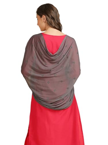 Image of DUPATTA BAZAAR Women's Embroidered Chiffon Dupatta with Delicate Sequins