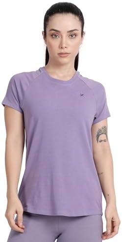 Lavos Women's Bamboo Cotton Active Round Neck Tee, Regular Fit T-Shirt with Stylish Half Sleeve, Gym Yoga and Sports Wear Tshirt for Women (Pack of 1) Size-L
