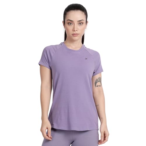 Image of Lavos Women's Regular Fit T-Shirt with Half Sleeve Round Neck, Bamboo & Cotton Gym, Yoga and Sports Wear for Women