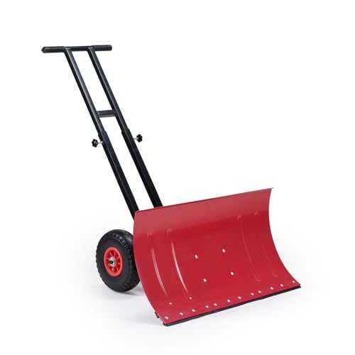 ONECHOI Snow Shovel with Wheels, 29X16.5inch Angled Steel Blade，Heavy-Duty Snow Shovel Pusher and Plow with Height Adjustable Handle for Driveway and Efficient Snow Removal (29 Inch X16.5 Inch)
