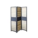 LW Collection Paravent Raumteiler 3 Paneele schwarz braun Holz 170x120cm - Trennwand - Stellwand Sichtschutzwand Verstellbar - Raumtrenner dekorative 3 teilig