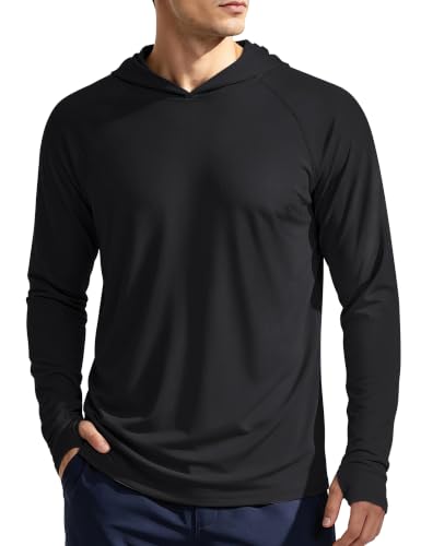 Image of KEFITEVD Men's Sun Hoodie Long Sleeve Fishing UPF 50+ SPF Quick Dry Shirts