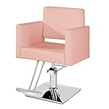 Paddie Hydraulic Salon Chair for Hair Stylist, 360 Degrees Rolling Swivel Barber Chairs All Purpose Beauty Spa Equipment, Max Load Weight 330 Lbs (Pink)