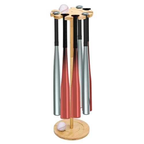 PH PandaHall Supporto per Mazza da Baseball in Legno Massello Espositore per Mazze da Baseball in Legno Massello Naturale Organizer per Riporre 10 Mazza per Casa Garage Sport