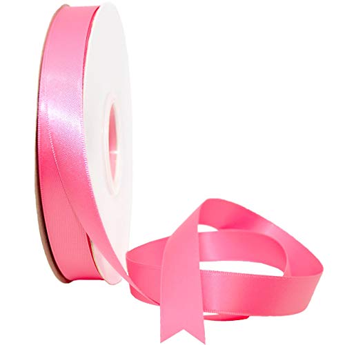 Image of Morex Ribbon 08816 /50-156 Double Face Satin Ribbon, 3 /8 inchx 50 Yd, Hot Pink