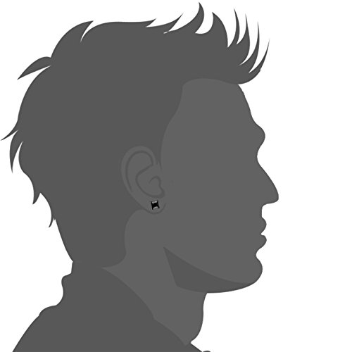 Jstyle Stainless Steel Mens Womens Cubic Zirconia Stud Earrings Black Piercing 20G 6Mm #TOP6