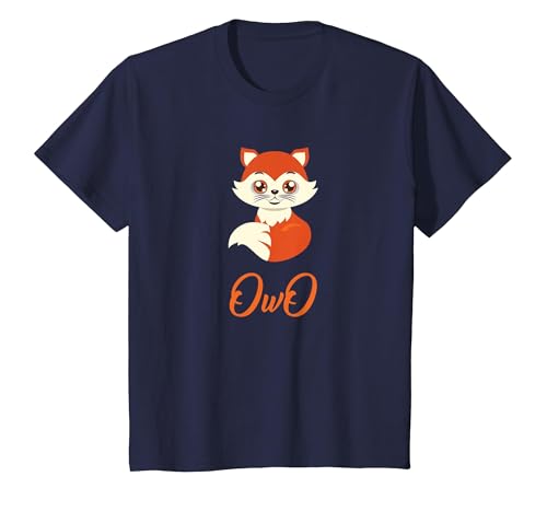 OwO - Cute Baby Fox - Funny Furry Fandom Cute OwO Fursuit T-Shirt, Youth, Navy Blue, Small