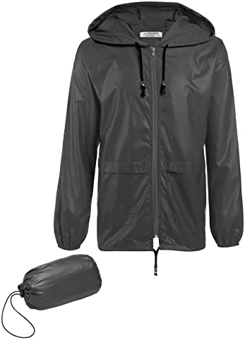 COOFANDY Mens Waterproof Raincoat Lightweight Rain Jacket Hooded Windbreaker