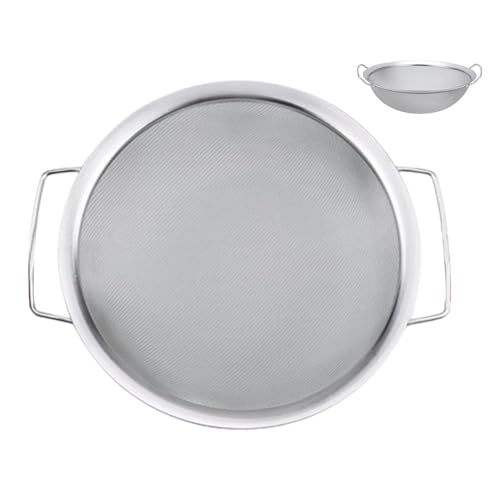 Fine Mesh Strainer – Steel 60 Mesh, Round Sifter Tool, Paint Bucket Filter | Perfectly Great for Emulsion Honey Strainer, Funnel Handle