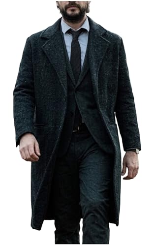Manteau long drap de laine gris anthracite homme trench coat d'hiver croisé