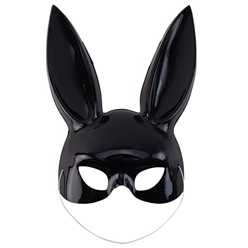 Trendy Apparel Shop Women's Bunny Half Mask Costume Accessory (Black, One Size)